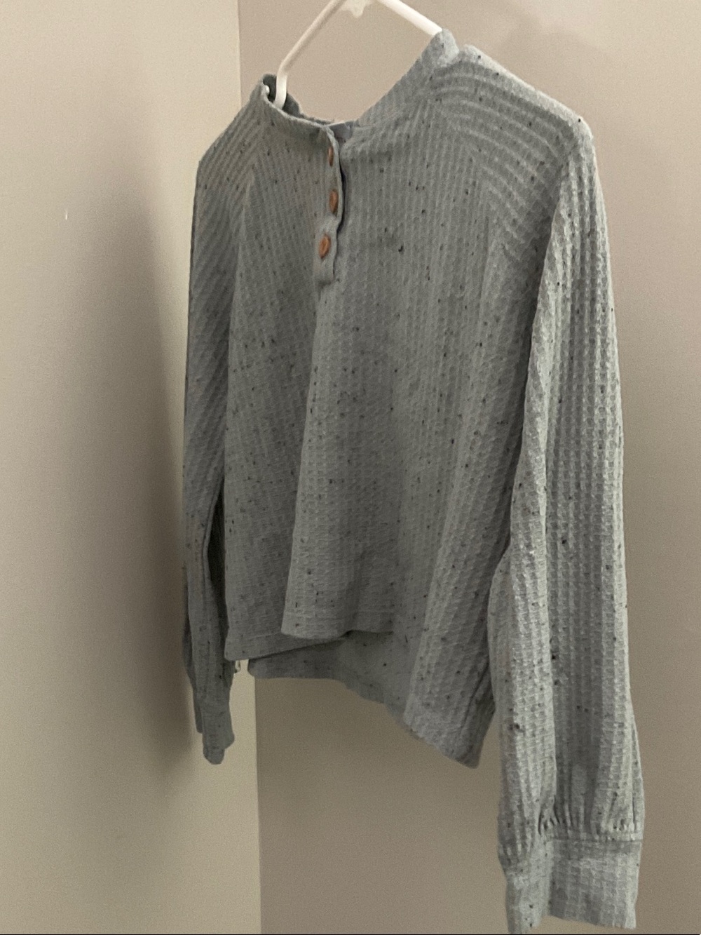 Old Navy Light Blue Long Sleeve Waffle Knit Henley Tee